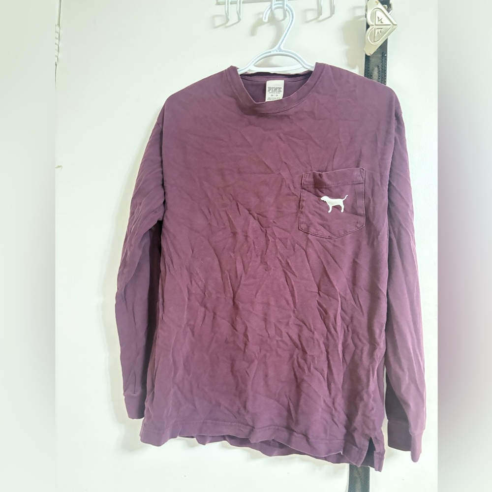 PINK Victoria secret Purple Long Sleeve Shirt with Pocket